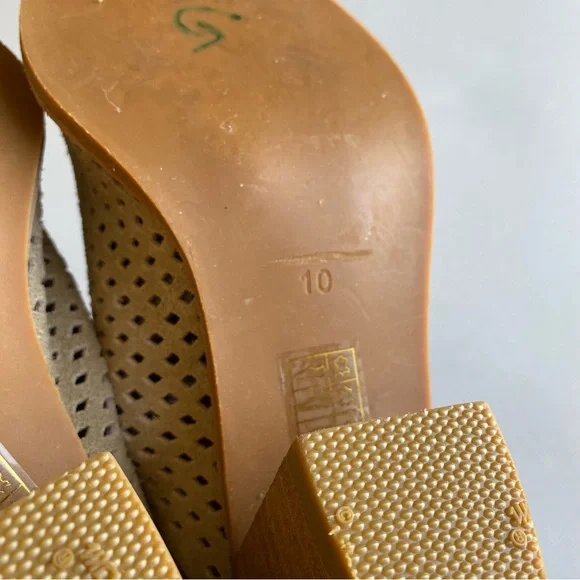 Jeffrey Campbell Size 10 Tan Mesh Suede Leather Slip-on Pointed Mule Block Heel - Picture 6 of 6